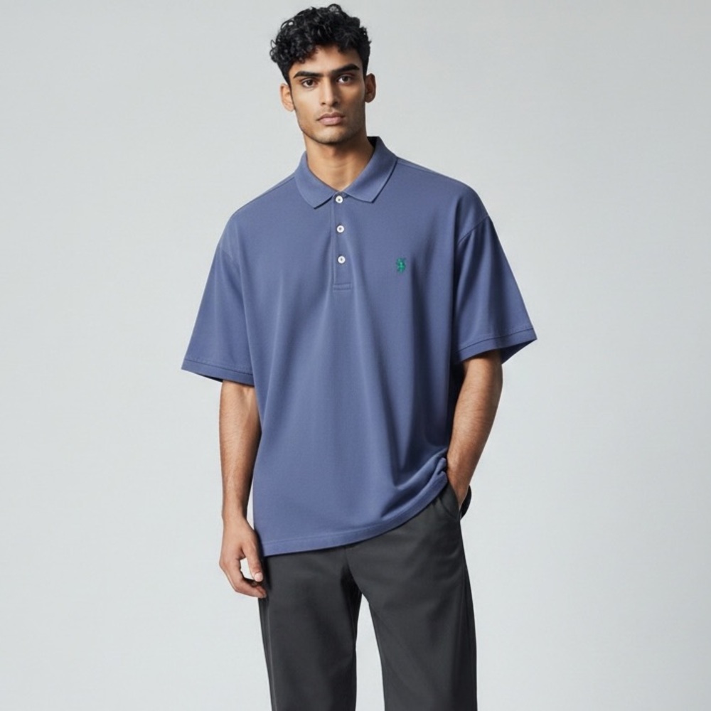 Austin Reed Men’s Large Blue Polo‎ Shirt 100% Peruvian Pima Cotton